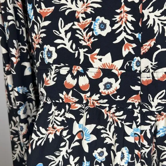 H&M Black Floral Long Sleeve Dress Sz 8 M Flowy Y2K Cottagecore Boho - Picture 10 of 14